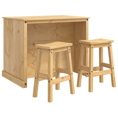 Kitchen Island Set with Shelf 3 pcs Honey Wax Solid-Pine