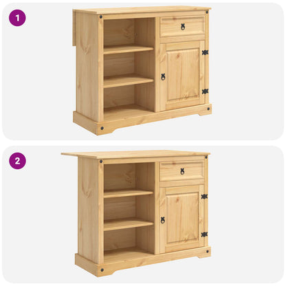 Kitchen Island Set with Drawer 3 pcs Honey Wax Solid-Pine