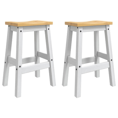Kitchen Island Set 3 pcs White and Honey Wax Solid-Pine