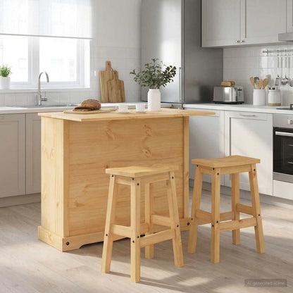 Kitchen Storage with Drawer 2 pcs Honey Wax Solid-Pine