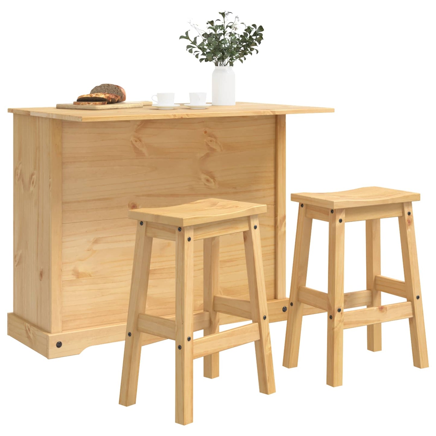 Kitchen Storage with Drawer 2 pcs Honey Wax Solid-Pine
