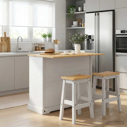 Kitchen Storage with Door 2 pcs White and Honey Wax Solid-Pine