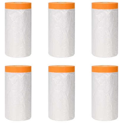 Dust Sheet with Adhesive Tape 6 pcs Transparent 110 x 3300 cm