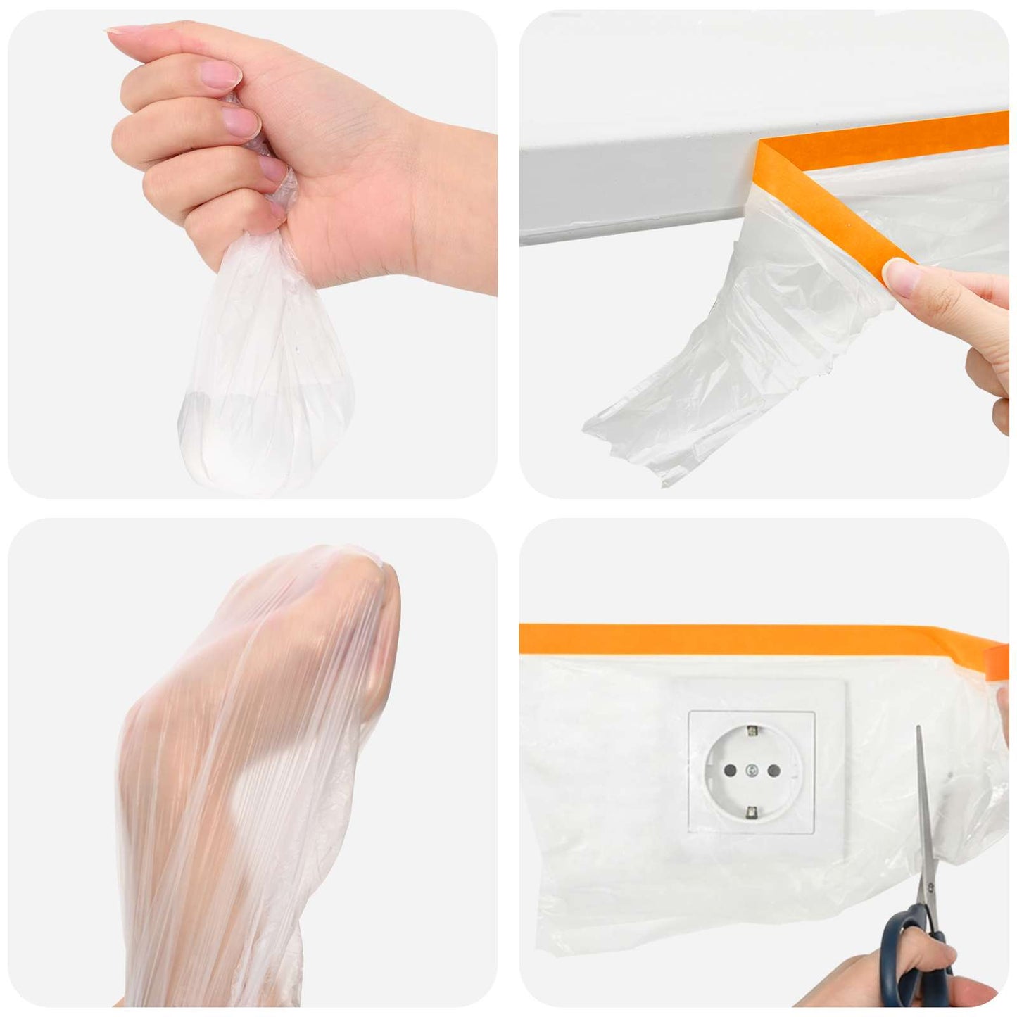 Dust Sheet with Adhesive Tape 6 pcs Transparent 270 x 1600 cm