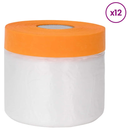 Dust Sheet with Adhesive Tape 12 pcs Transparent 30 x 3300 cm