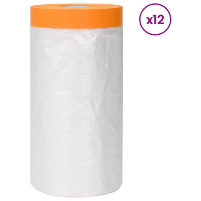 Dust Sheet with Adhesive Tape 12 pcs Transparent 110 x 3300 cm