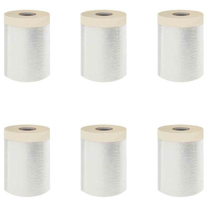 Dust Sheet with Adhesive Tape 6 pcs Transparent 30 x 3300 cm