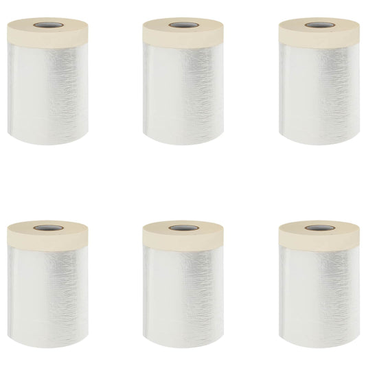 Dust Sheet with Adhesive Tape 6 pcs Transparent 55 x 3300 cm