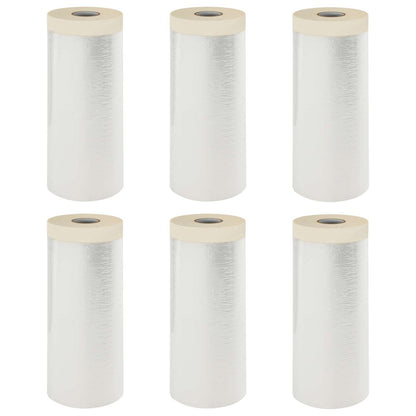 Dust Sheet with Adhesive Tape 6 pcs Transparent 110 x 3300 cm
