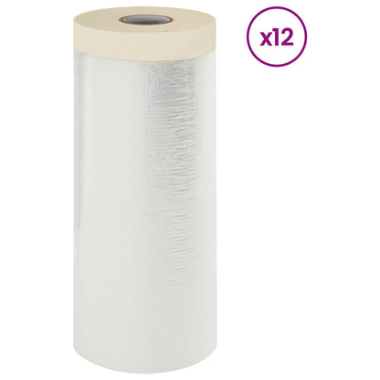 Dust Sheet with Adhesive Tape 12 pcs Transparent 110 x 3300 cm