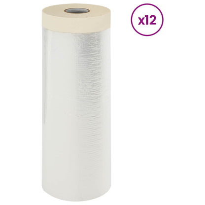Dust Sheet with Adhesive Tape 12 pcs Transparent 240 x 2000 cm