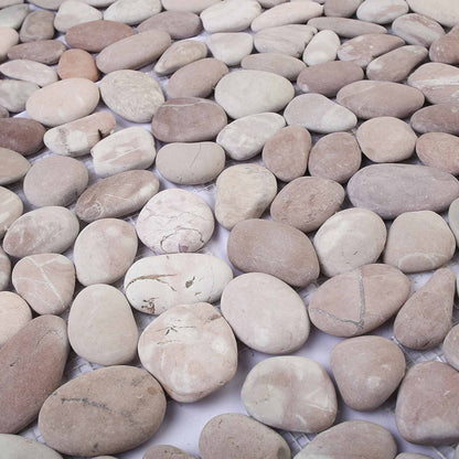 Pebble Tiles Beige and Pale Pink 30 x 30 cm River Pebble