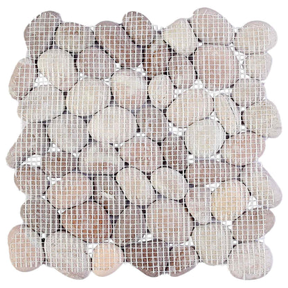 Pebble Tiles Beige and Pale Pink 30 x 30 cm River Pebble
