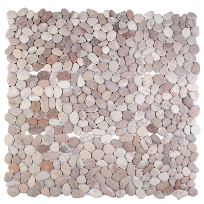 Pebble Tiles Beige and Pale Pink 30 x 30 cm River Pebble
