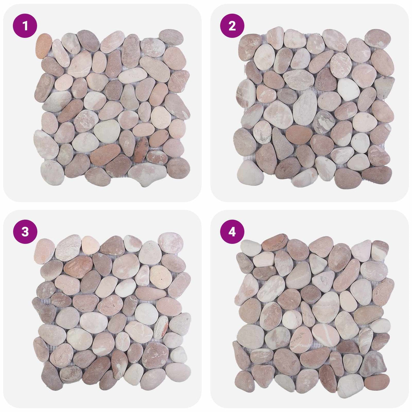 Pebble Tiles Beige and Pale Pink 30 x 30 cm River Pebble
