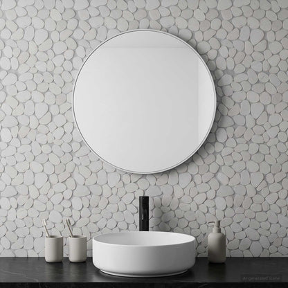 Pebble Tiles White 30 x 30 cm River Pebble