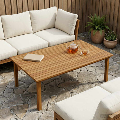 Table Top 120 x 70 x 3.5 cm Rectangular Solid Teak Wood Natural
