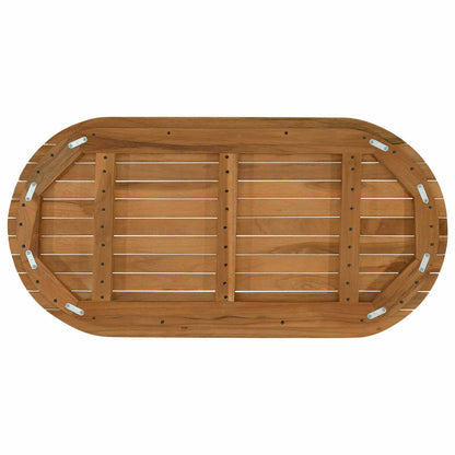 Table Top 90 x 45 x 3.5 cm Oval Solid Teak Wood Natural