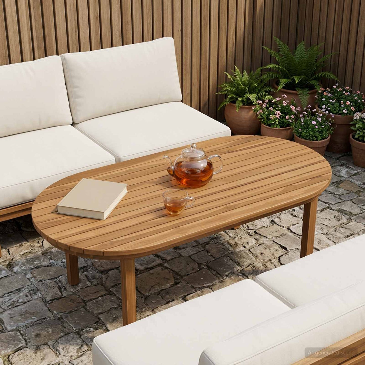 Table Top 100 x 50 x 3.5 cm Oval Solid Teak Wood Natural