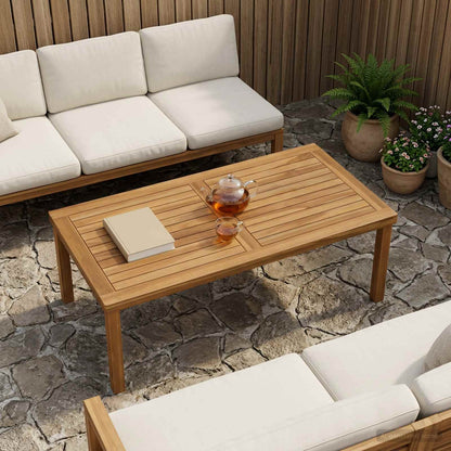 Table Top Rectangular Solid Teak Wood Natural