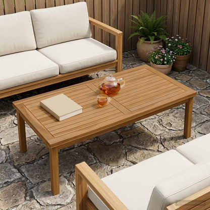 Table Top Rectangular Solid Teak Wood Natural