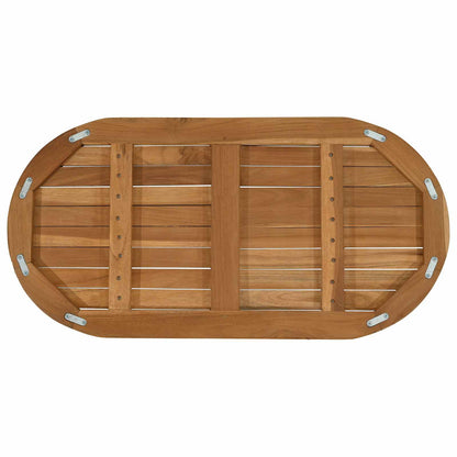 Table Top 80 x 40 x 2.5 cm Oval Solid Teak Wood Natural