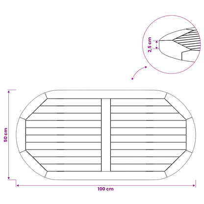 Table Top Oval Solid Teak Wood Natural