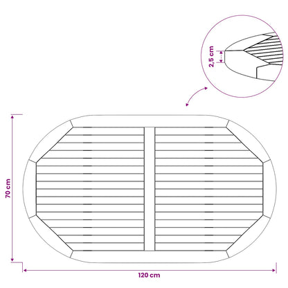 Table Top Oval Solid Teak Wood Natural
