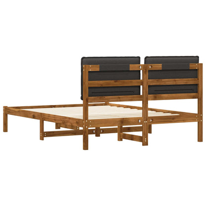 Bed Frame with Upholstered Headboard Natural and Dark Grey