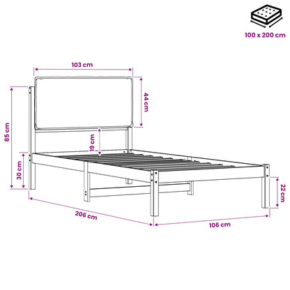 Bed Frame with Upholstered Headboard Whitewash and Light Grey