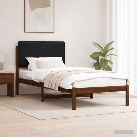 Bed Frame with Upholstered Headboard Dark Brown and Black