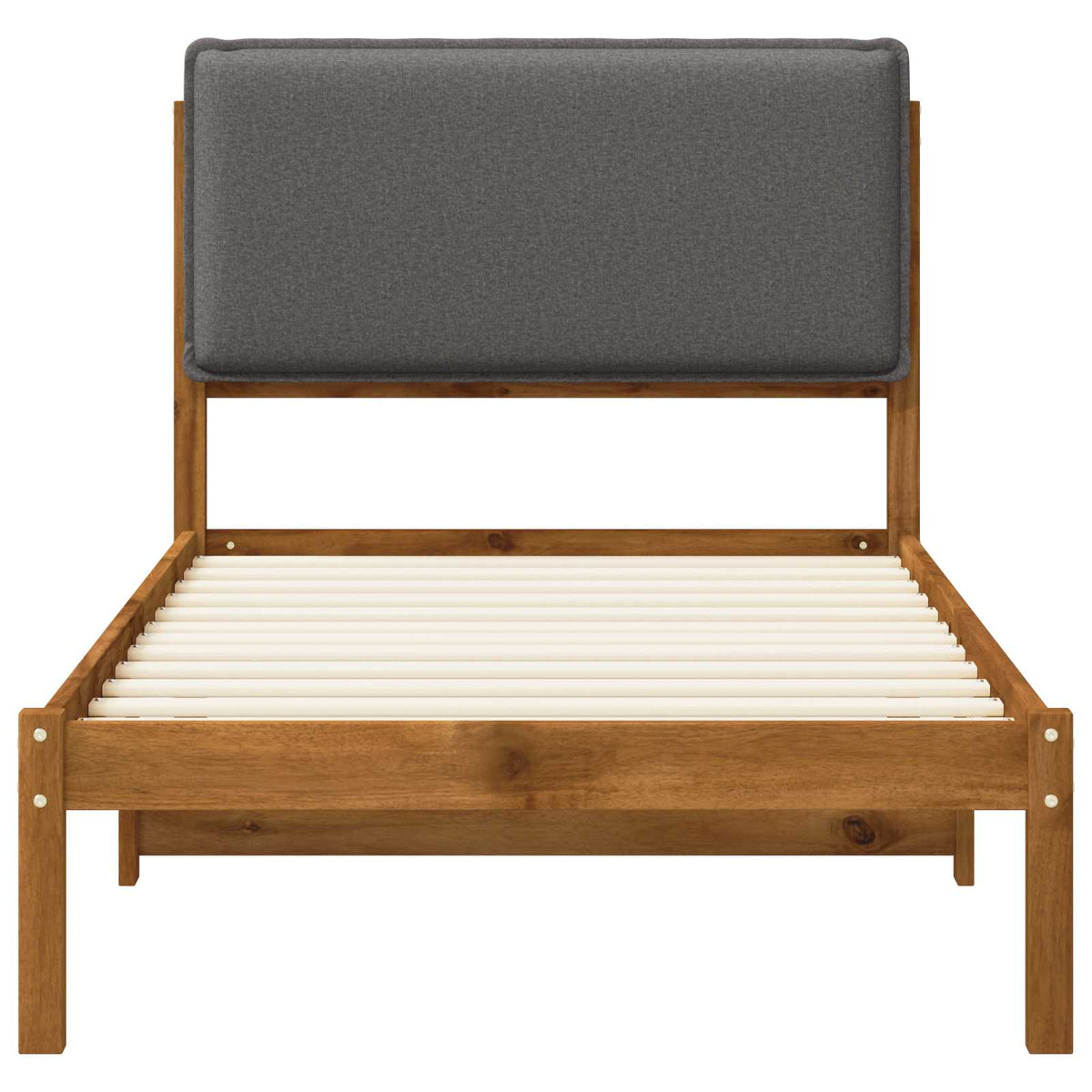 Bed Frame with Upholstered Headboard Natural and Light Grey