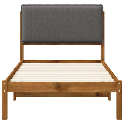 Bed Frame with Upholstered Headboard Natural and Light Grey