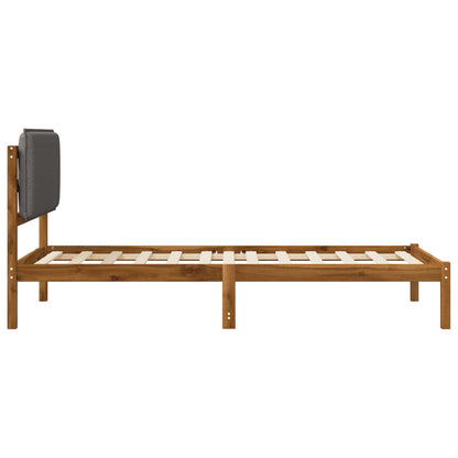 Bed Frame with Upholstered Headboard Natural and Light Grey