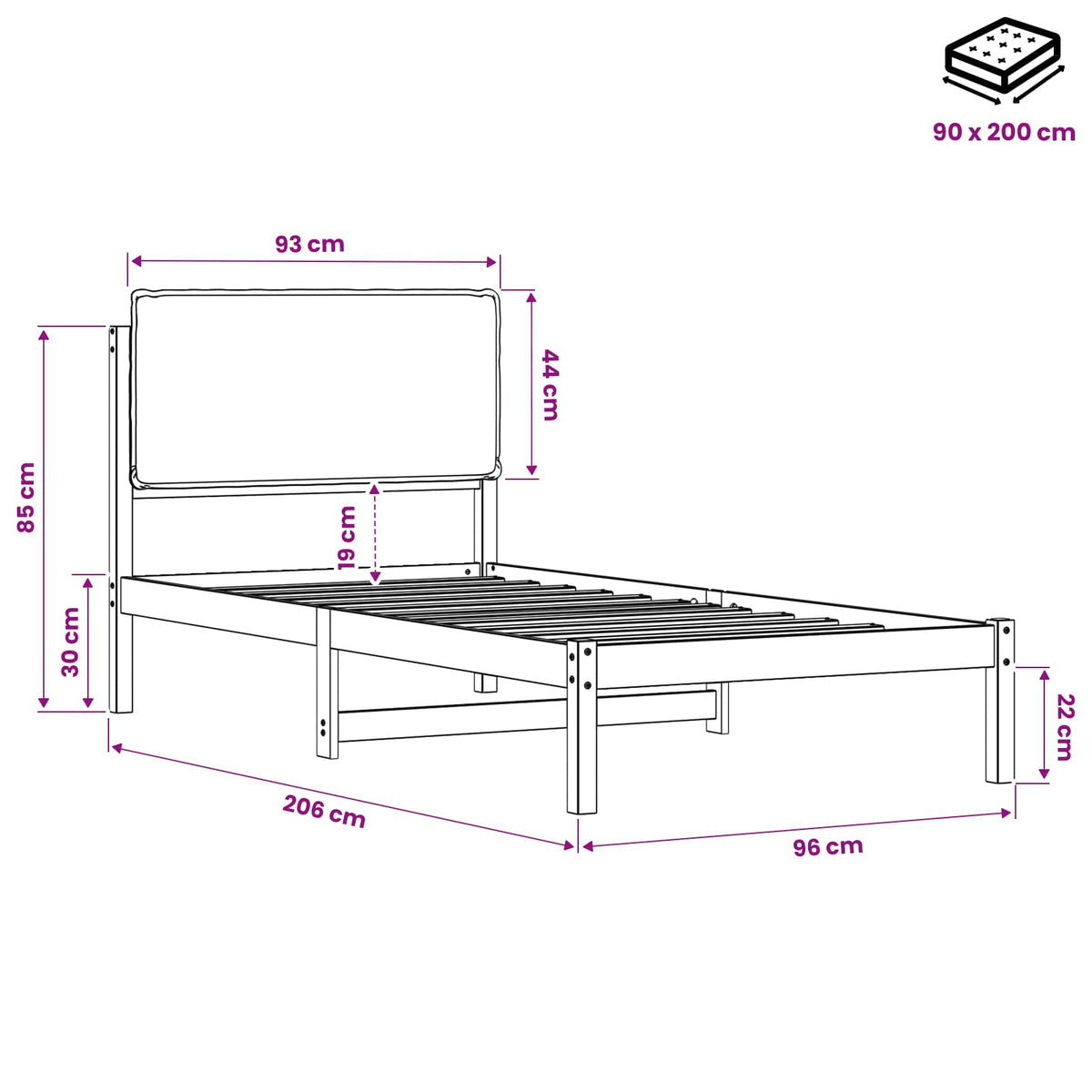 Bed Frame with Upholstered Headboard Whitewash and Light Grey
