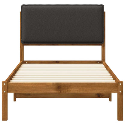 Bed Frame with Upholstered Headboard Natural and Dark Grey