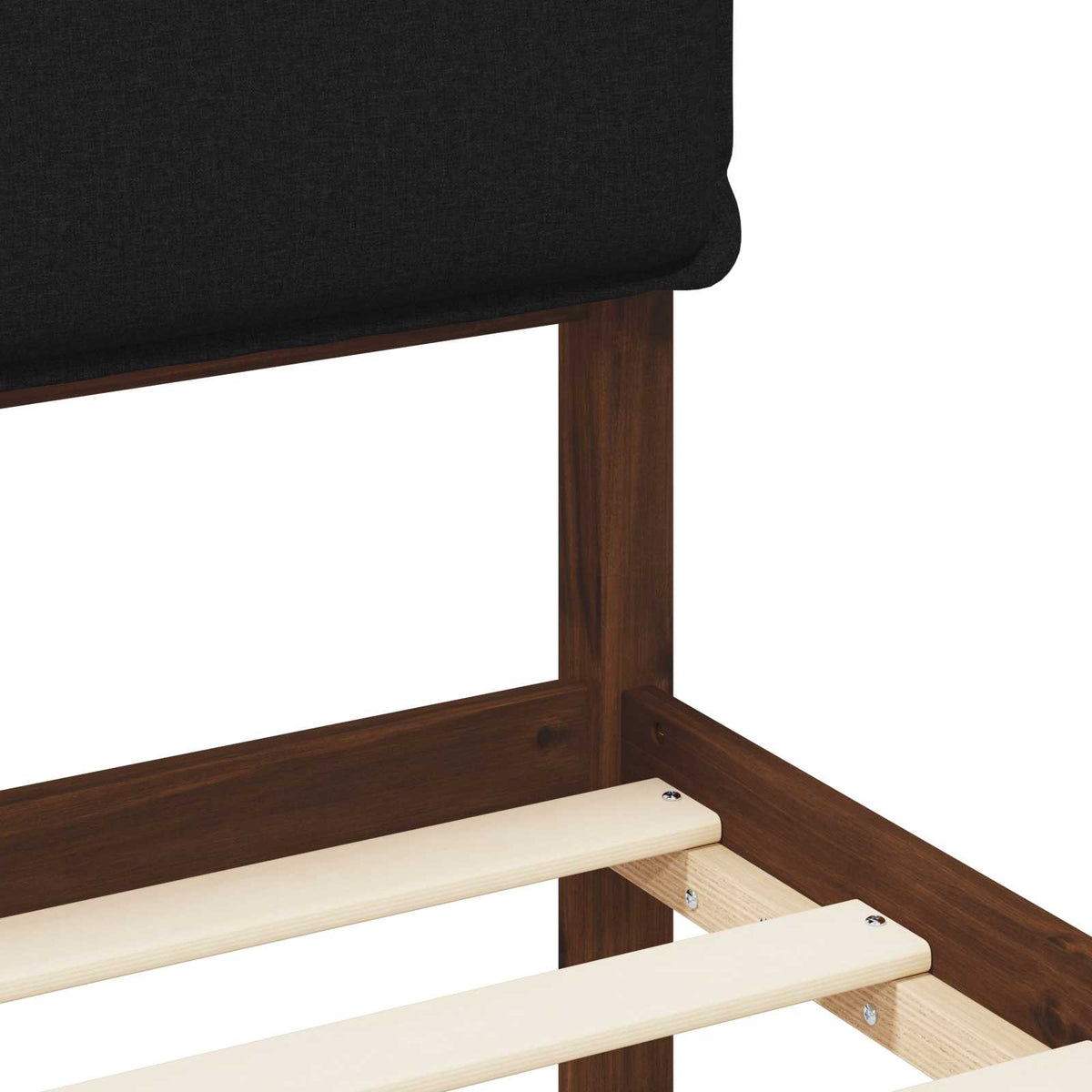 Bed Frame with Upholstered Headboard Dark Brown and Black