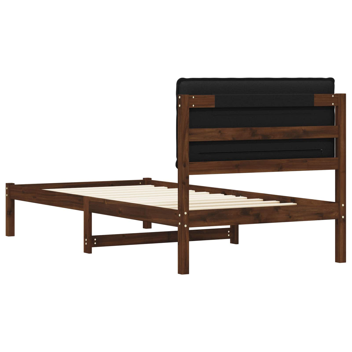 Bed Frame with Upholstered Headboard Dark Brown and Black
