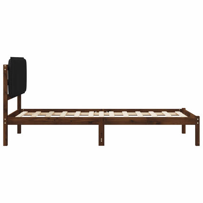 Bed Frame with Upholstered Headboard Dark Brown and Black