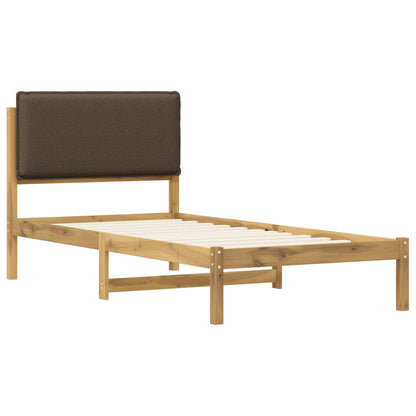 Bed Frame with Upholstered Headboard Whitewash and Taupe