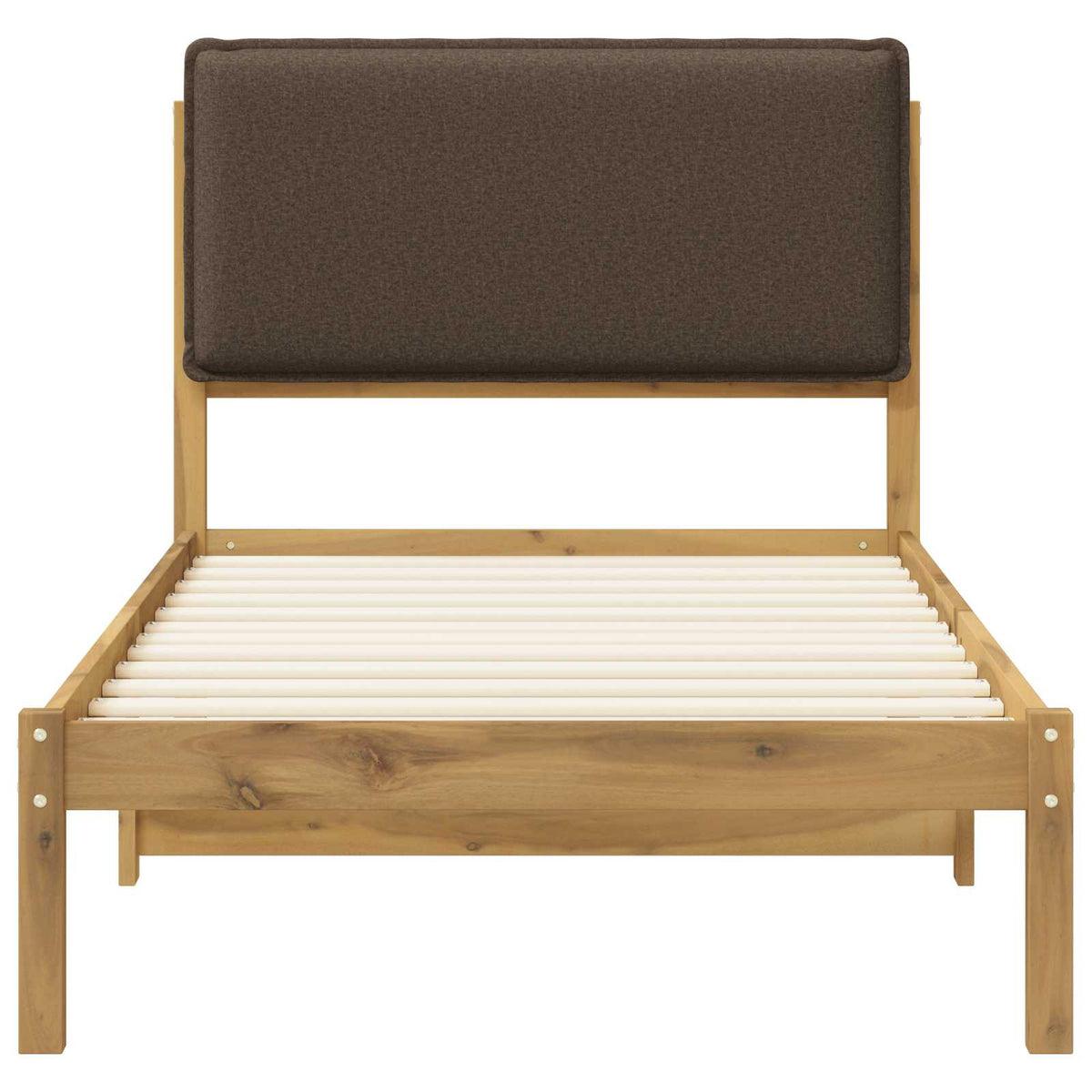 Bed Frame with Upholstered Headboard Whitewash and Taupe
