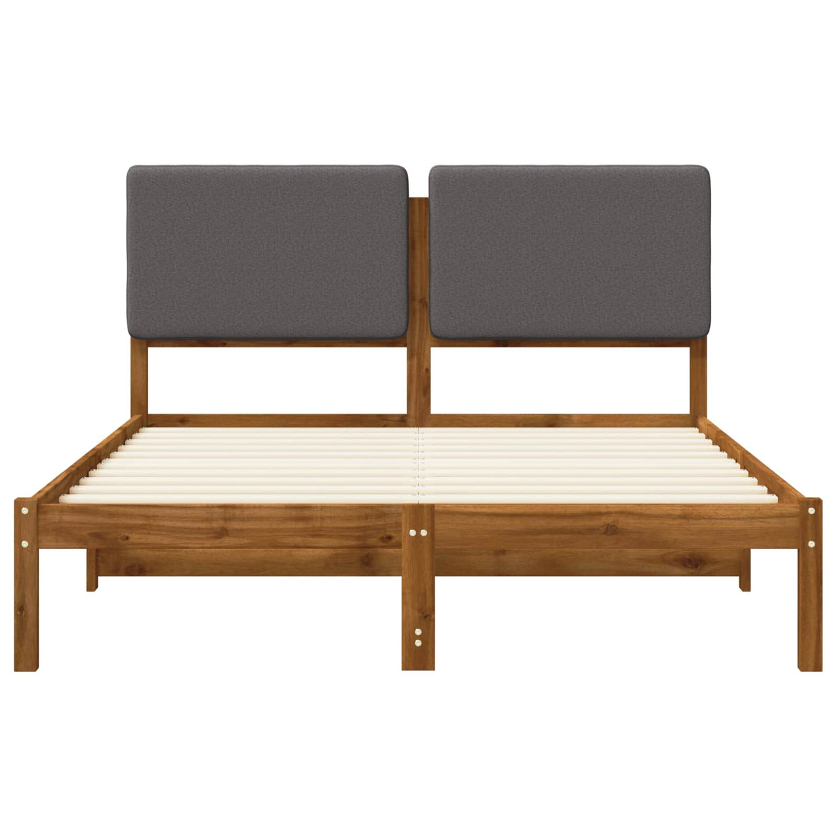 Bed Frame with Upholstered Headboard Natural and Light Grey
