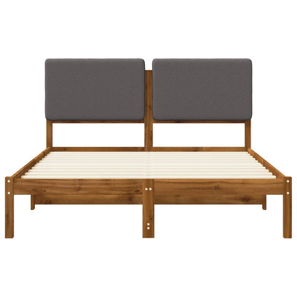 Bed Frame with Upholstered Headboard Natural and Light Grey