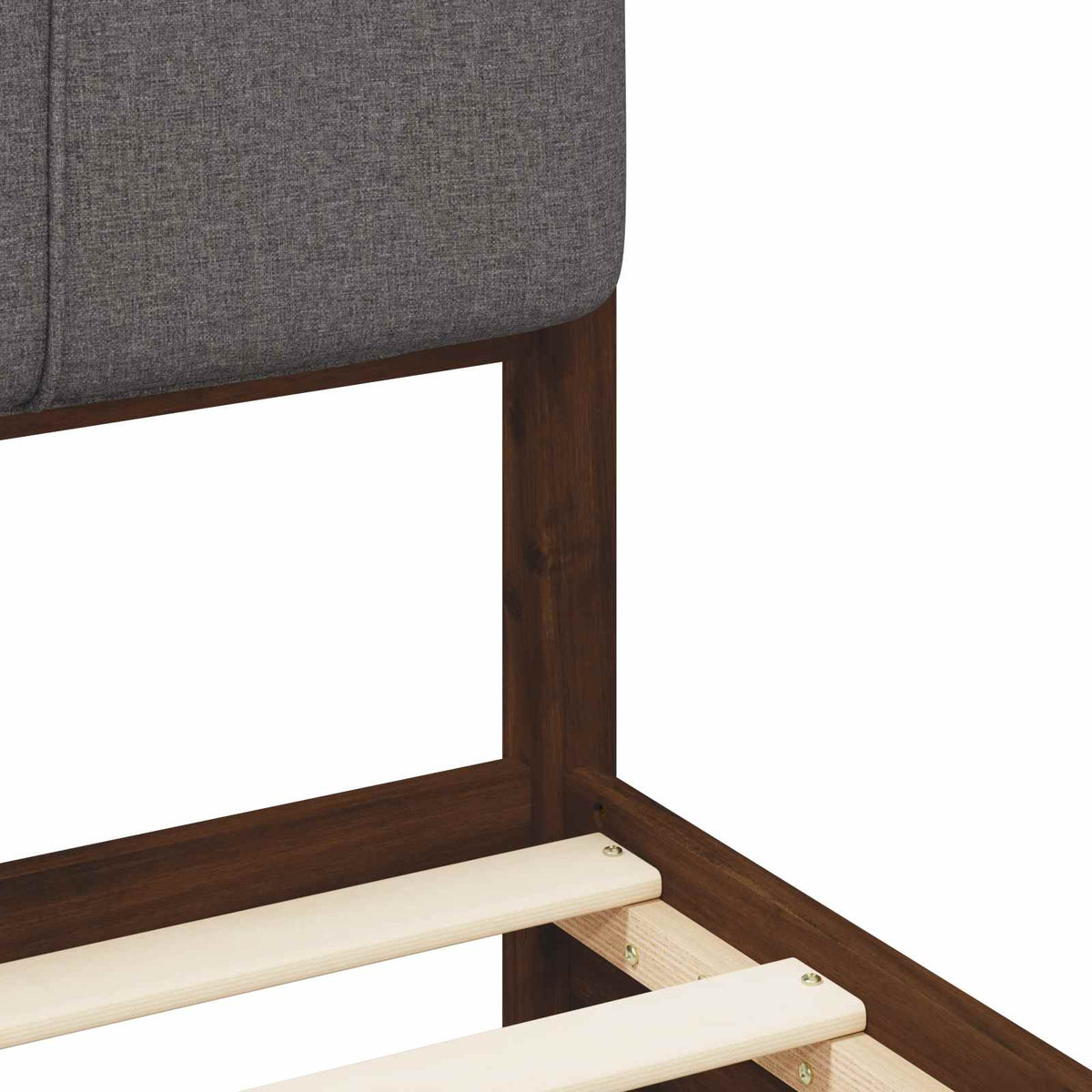 Bed Frame with Upholstered Headboard Dark Brown and Light Grey
