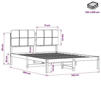 Bed Frame with Upholstered Headboard Whitewash and Light Grey