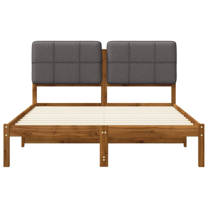 Bed Frame with Upholstered Headboard Natural and Light Grey