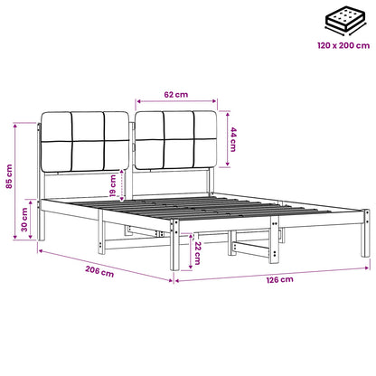 Bed Frame with Upholstered Headboard Whitewash and Light Grey