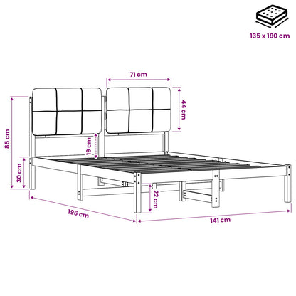 Bed Frame with Upholstered Headboard Whitewash and Taupe