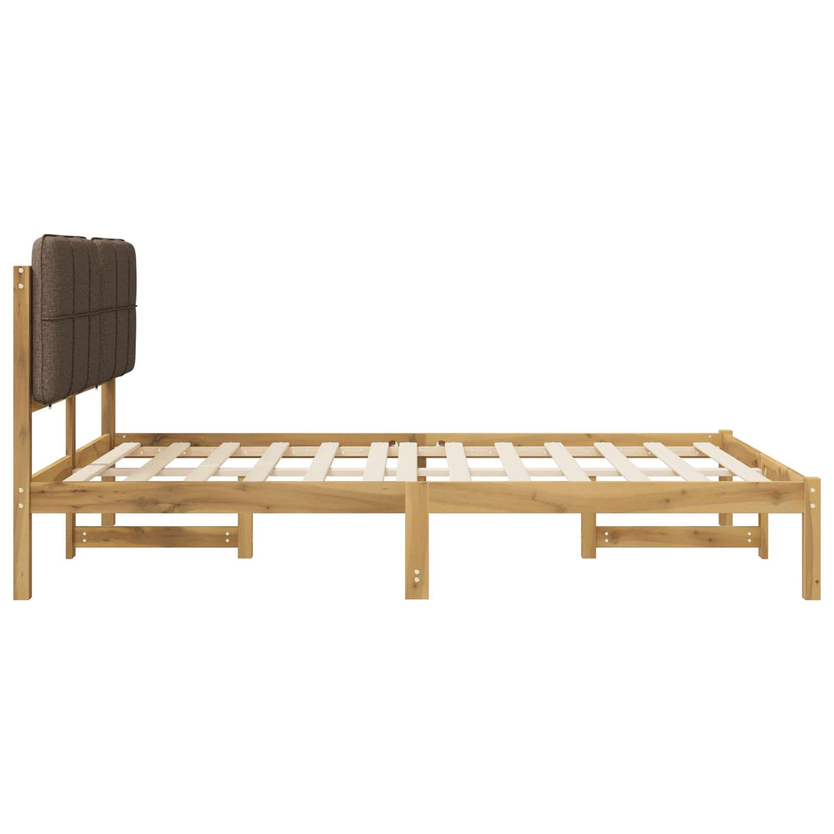 Bed Frame with Upholstered Headboard Whitewash and Taupe