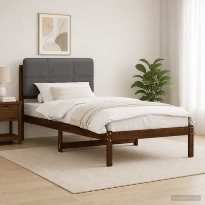 Bed Frame with Upholstered Headboard Dark Brown and Light Grey